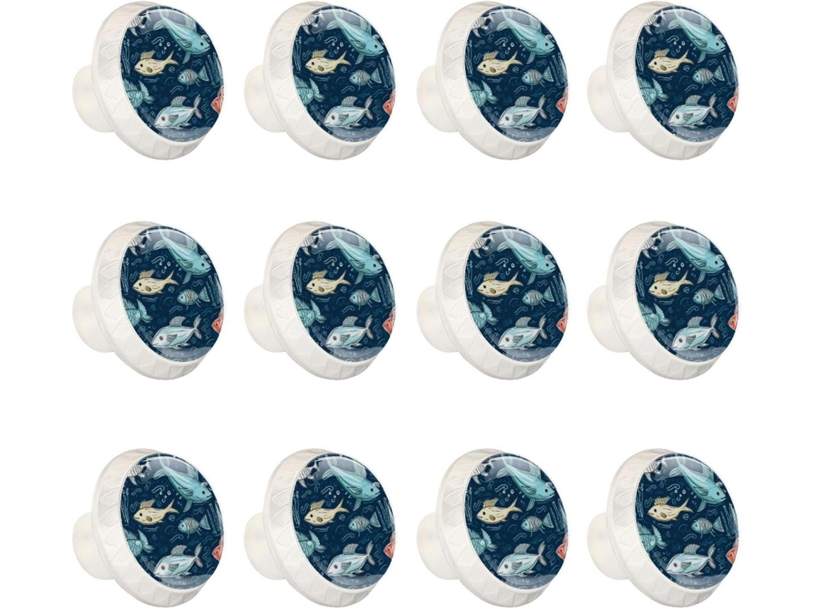 Puxadores E Maçanetas Redondas Para Armários De Cozinha, Conjunto De 12 Peças, Com Design De Âncora, Morsa, Peixe E