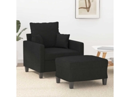 Vidaxl Poltrona Com Apoio De Pés 60 Cm Tecido Preto