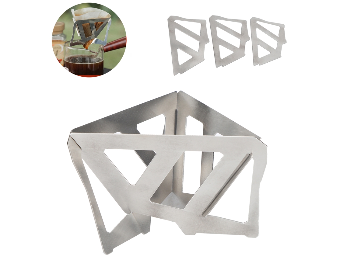 Filtro De Café Triangular De Acero Inoxidable Ligero Reutilizable Plegable Para Regalo 4.1x2.8in