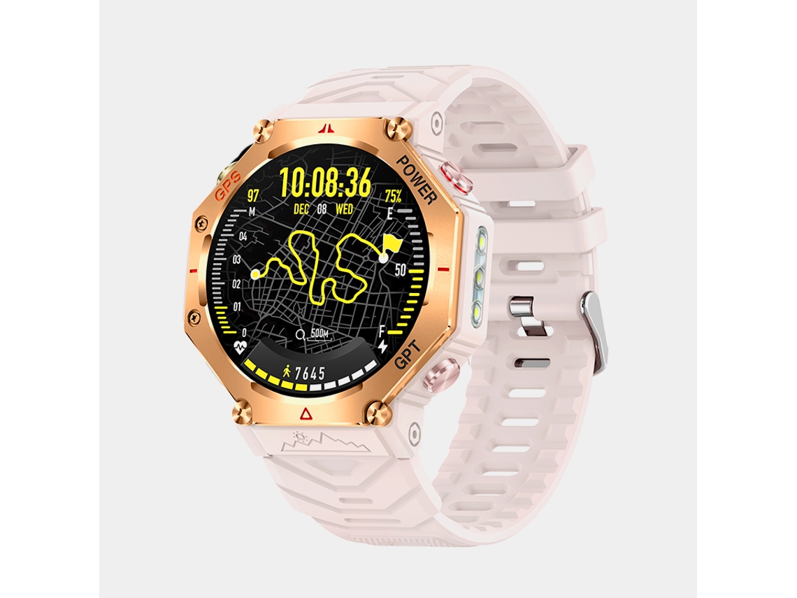 Smartwatch Kc91 1,39" Tft Gps Rastreamento De Rotas Mostrador Ai Gpt 3atm Lanterna À Prova D'água (rosa)