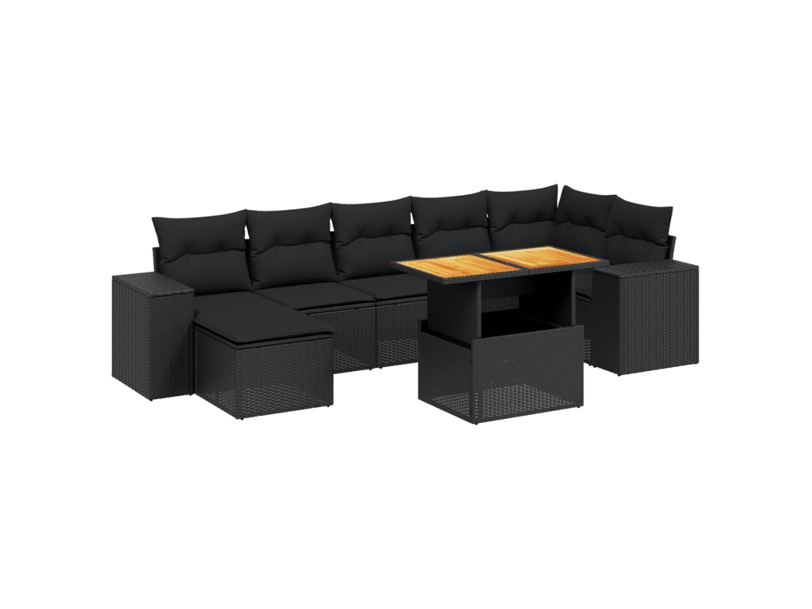 Garden Sofa Set, Garden Sofa Sets Vidaxl Preto Rattan / Vime (n/a)
