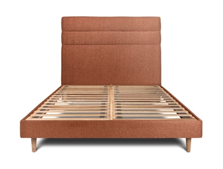 Cama com Cabeceira Linha Bouclette SOMMEIL_DE_PLOMB Tecido Castanho (200x200cm)