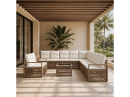 Vidaxl Conjunto De Sofá De Jardim 12 Unid. Bege Vime Pe