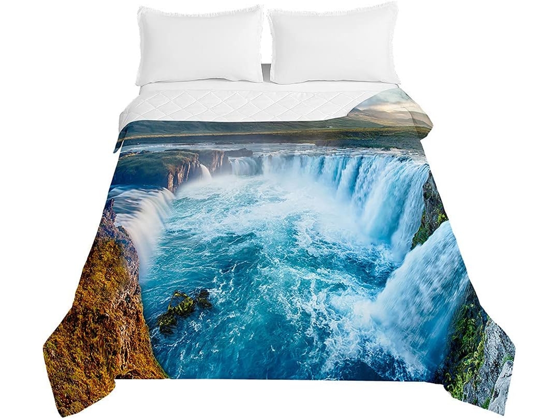 Colcha Acolchoada Fansu Capa de Cama Manta para Ar Condicionado Edredom Conjunto Sofá com Estampa 3d Cachoeira