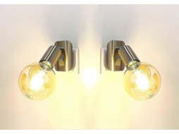 Omni lâmpada de Parede Anna 2 Peças Base Led E27 4w 2500k Branco Quente Níquel Fosco Regulável