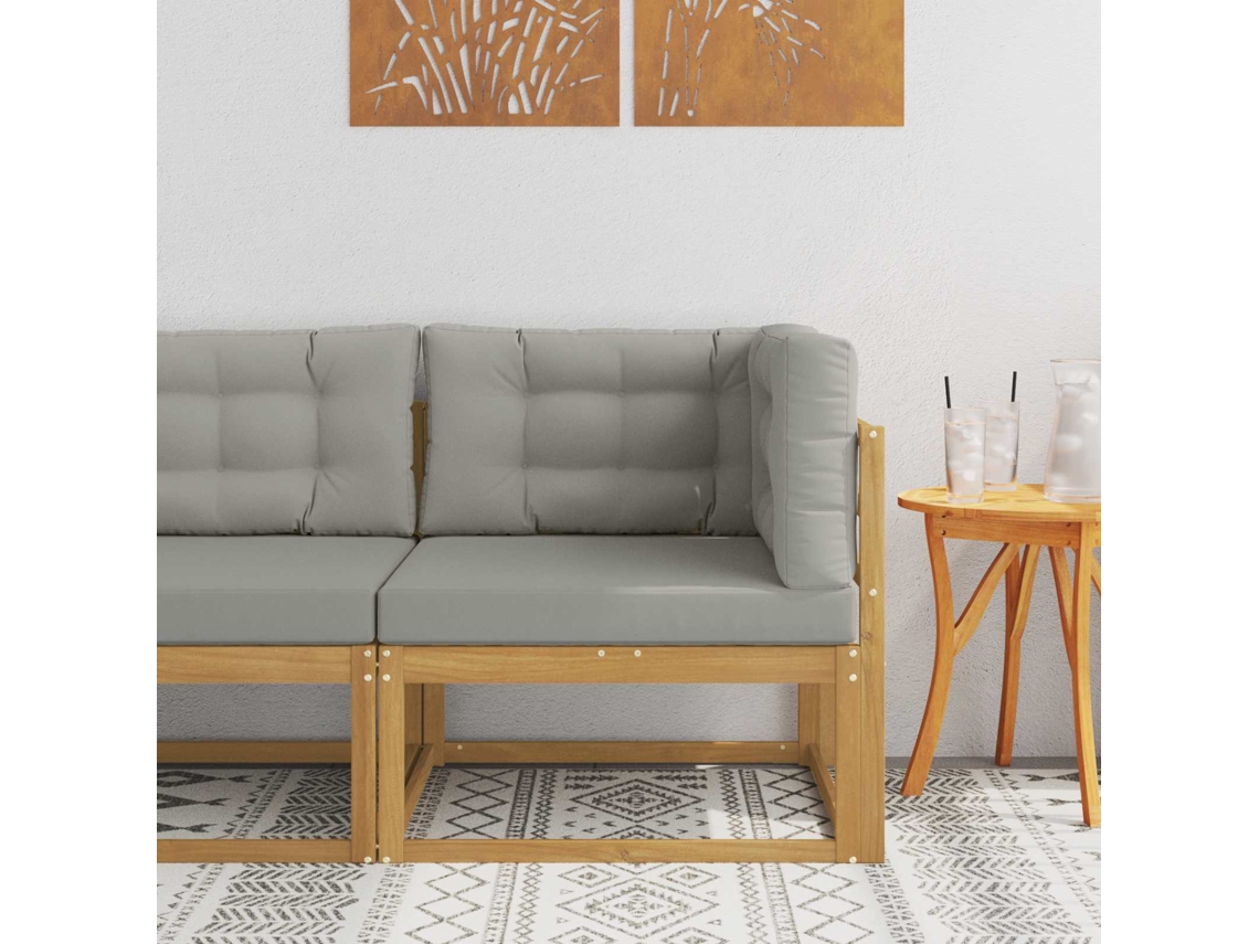 Vidaxl Sofá De Canto Outdoor Poliéster Branco