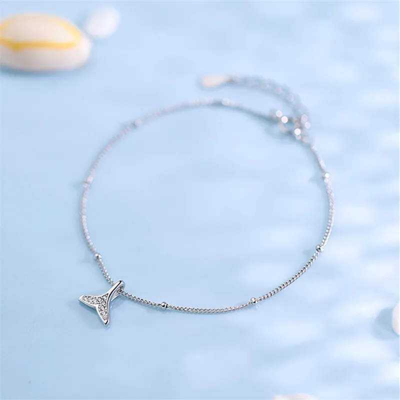 Pulseira E Tornozeleira De Cauda De Sereia Prateadas Para Mulheres
