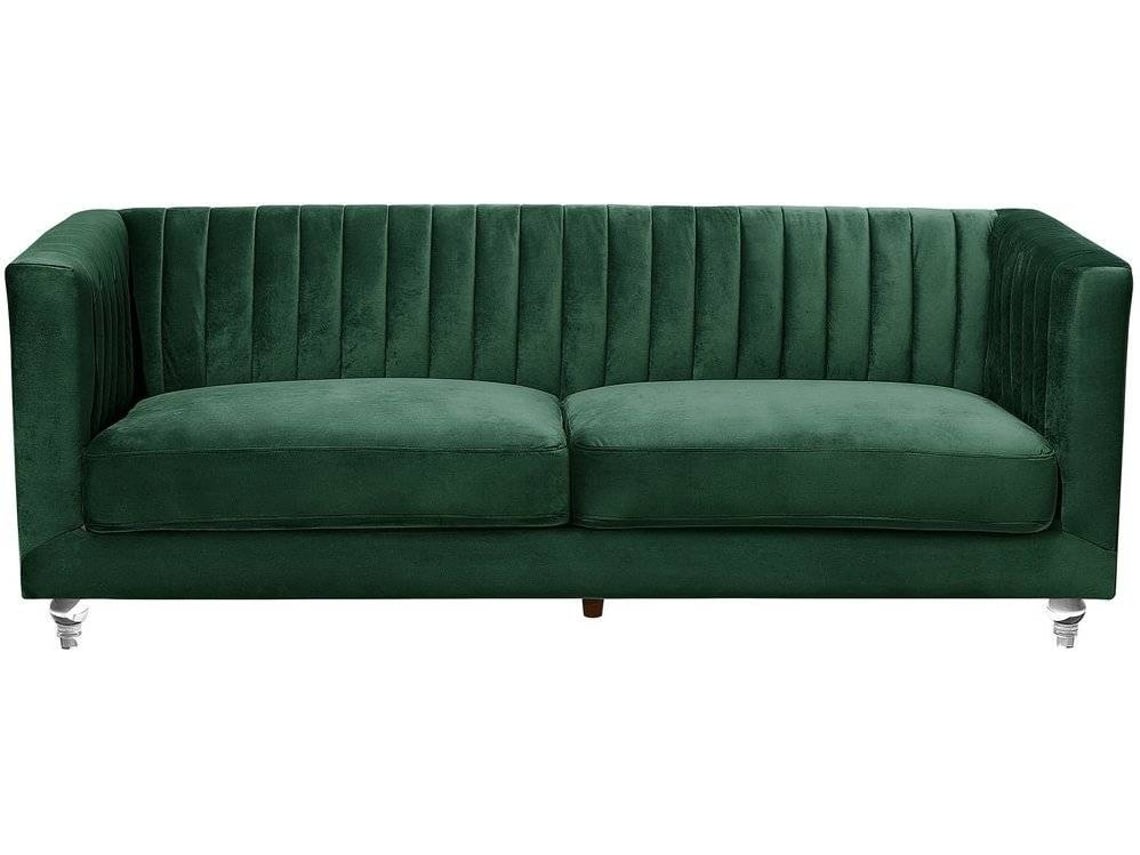 Sofá BELIANI Arvika (Verde Veludo Lugares 3) Worten.pt