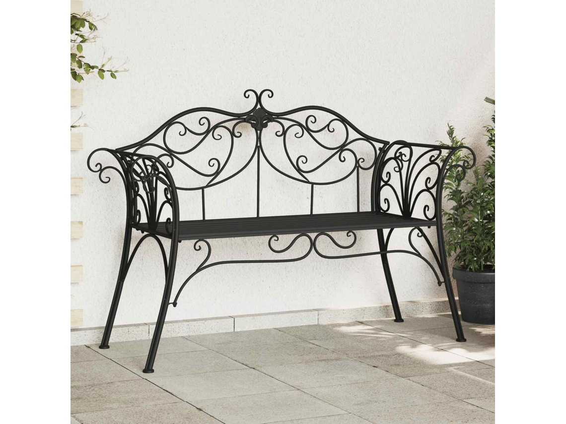 Vidaxl Banco De Jardim 2-número De Lugares 130 X 47 X 90 Cm Aço Preto