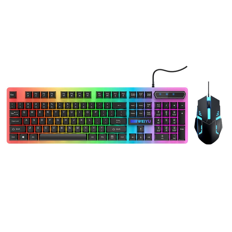 Conjunto Teclado Rato Preto Sensação Mecânica Com Fio Iluminado Jogos Periféricos