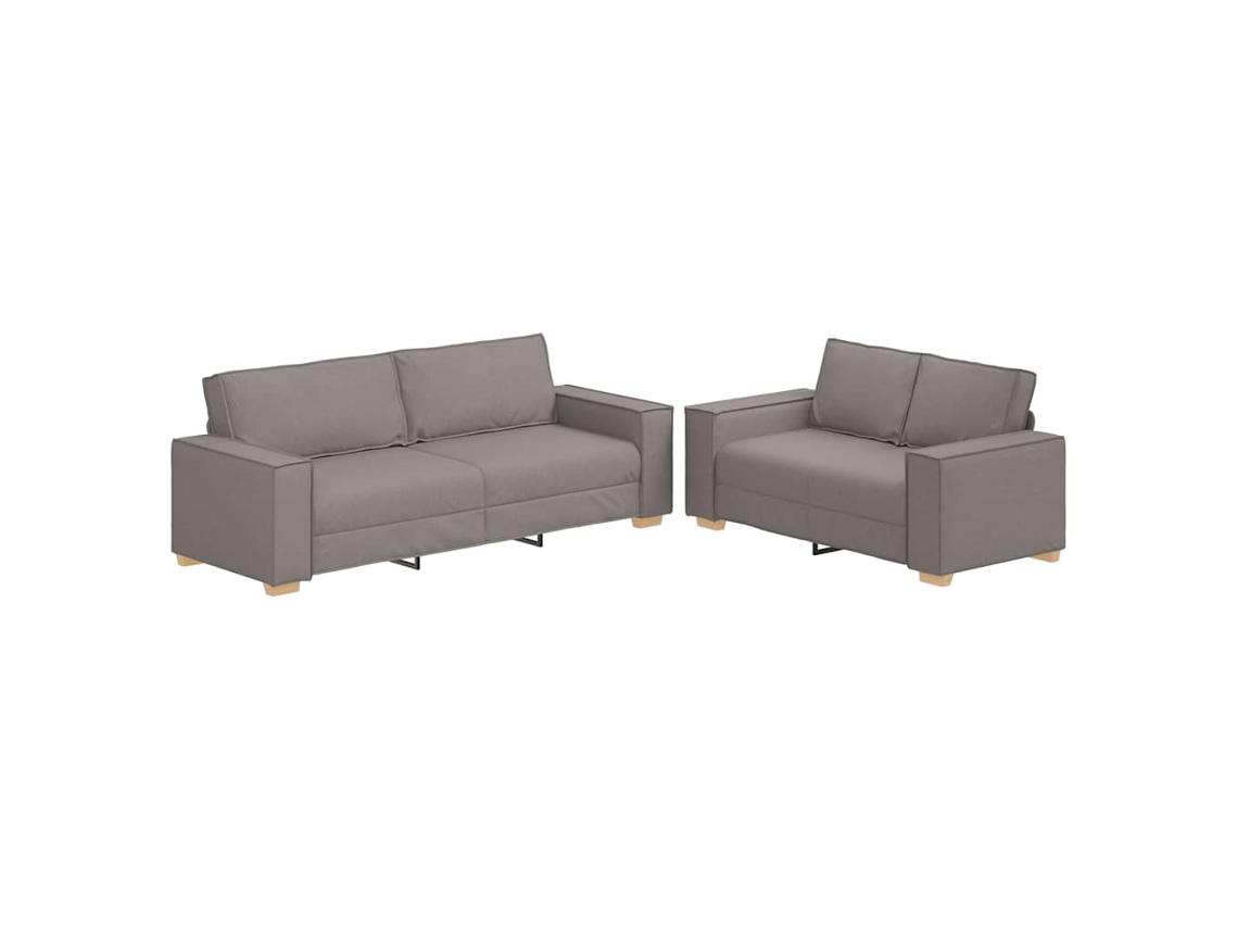Conjunto de Sofá 2 Peças com Almofadas em Tecido Taupe MAISON EXCLUSIVE