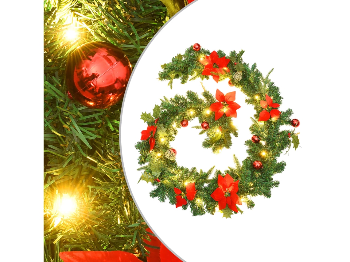 Vidaxl Grinalda De Natal Com Luzes Led 2,7 M Pvc Verde