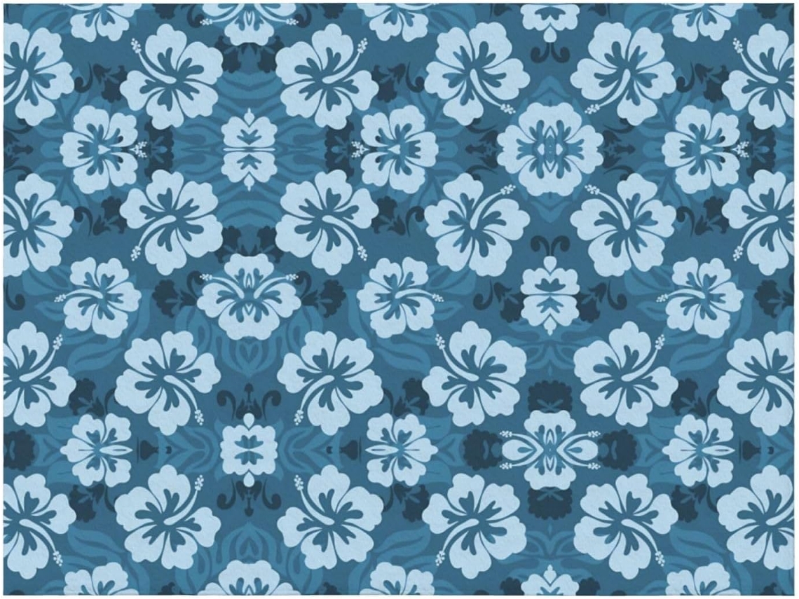 Colcha de Flanela com Estampa Hibisco Azul Macia e Quente Ideal para Sofá Quarto 152 4 X 127 Cm, Macio, Quente