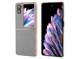Capa Textura Strass Para Oppo Oppo Find N2 Flip 5g Pele Sintética Anti-choque Preto