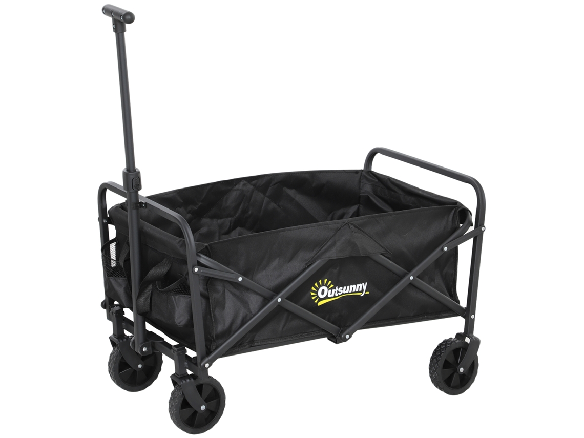 Carrinho De Transporte Dobrável Metal E Tecido Oxford Cor Preto 64x42x27 Cm Outsunny