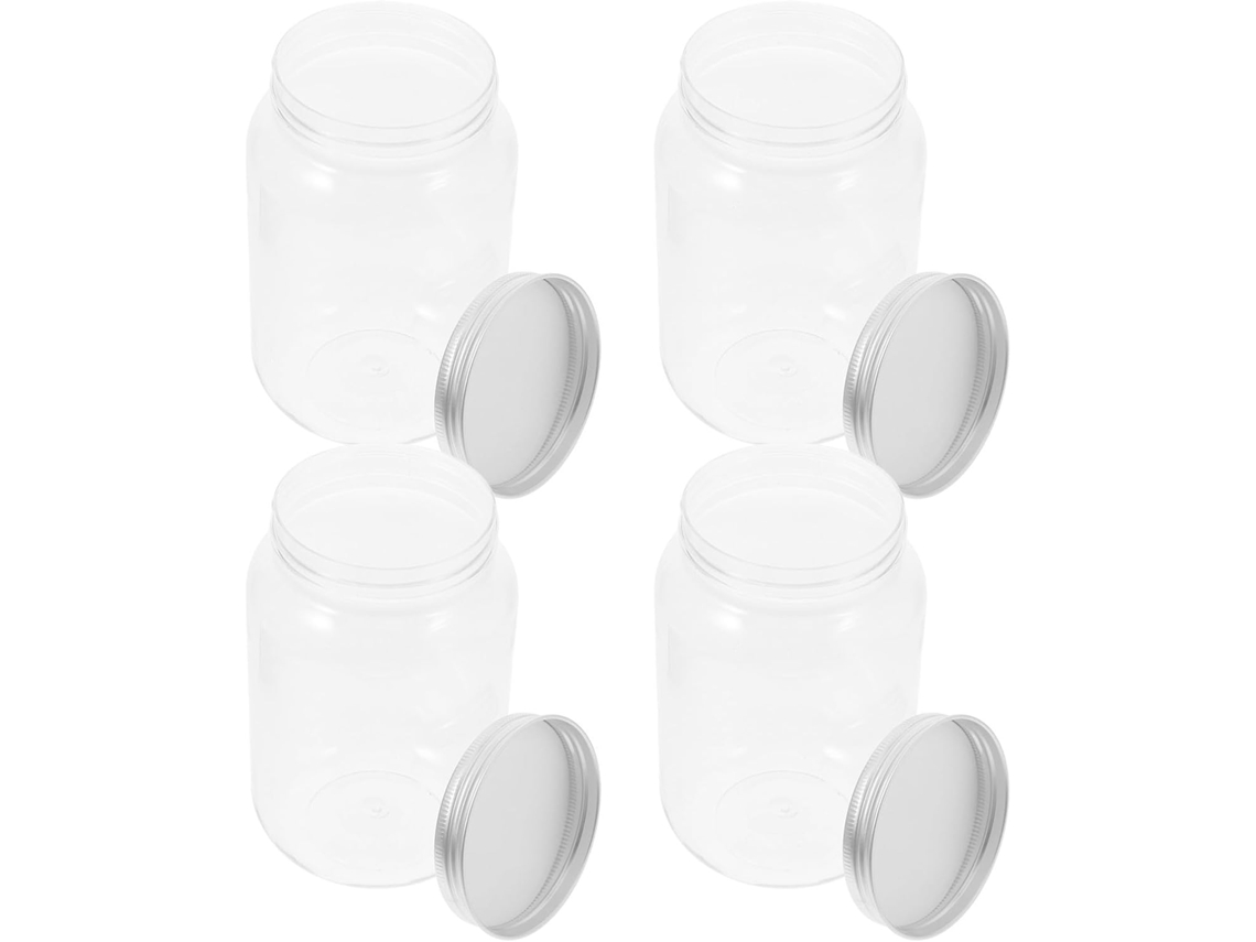 Conjunto De 4 Potes Plásticos Com Tampas Herméticas Para Armazenar Temperos E Lanches Design Simples Funcional Uso