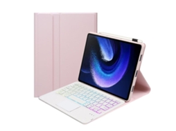 Capa Com Teclado Para Tablet Lurelia, Compatível Com Huawei Matepad Se 11 2024, Rosa, Teclado Bluetooth, Fixação Magnética