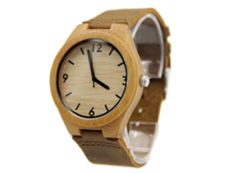 Relógio de Pulso Masculino Casual com Caixa de Bambu e Pulseira Pu Quartz 3
