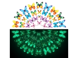 Decalques de Parede de Borboleta com 96 Peças Que Brilham no Escuro Decoração de Borboletas Adesivos Removíveis 3D Luminosos Murais ZMDECQNA