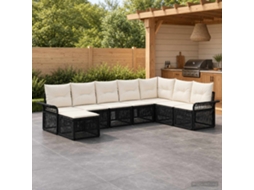 Vidaxl Conjunto De Sofá De Jardim 8 Pcs Preto Vime Pe