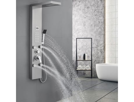 Coluna De Chuveiro Hidromassagem Tela Lcd De Temperatura Com Chuveiro E Cascata De Água Aço Inoxidável 3 Funções Auralum Max