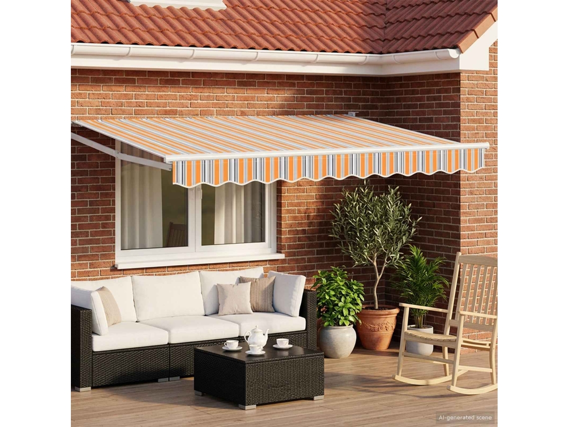 Vidaxl Toldo Retrátil Elétrico Cinzento, Laranja, Branco 3,5 X 2,5 M