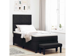 Vidaxl Cama Box Com Cabeceira Preto 100 X 200 Cm Tecido
