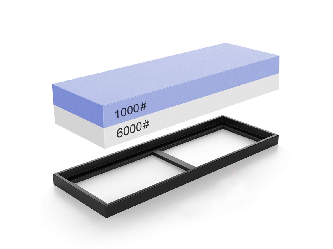 Pedra De Afiar Dupla Face Em Coríndon Branco Com Base Antiderrapante, Grãos 1000 E 6000, Para Facas Tesouras. Disponível Nas Cores Aquaforge