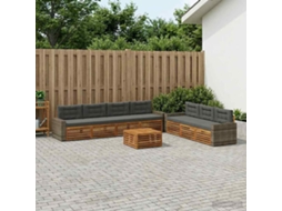 Vidaxl Conjunto De Sofás Para Exterior 8 Pcs Natural E Antracite