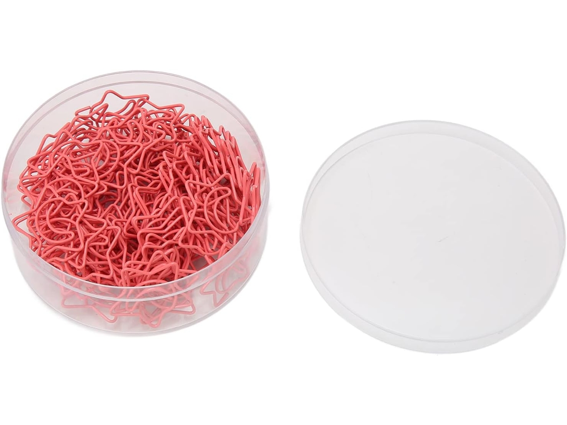 100-clips De Papel Em Formato Estrela E Lua, Lindos Clips Rosa Antideslizantes Resistentes Ao Desbotamento