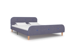 Cama Vidaxl Cinzeto Tecido (140x200 Cm)