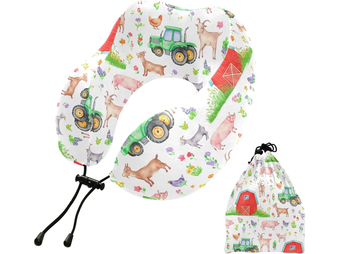 Travesseiro de Viagem Kutsu Farm Animal Pescoço Portátil em Espuma Conforto Leve Suporte Viagens Carro