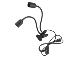 Apoio de lâmpada de mesa com clip E27/E26 preto bica dupla ajustável 360 graus resistente 100 240v