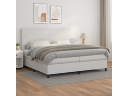 Vidaxl Cama com Molas/colchão 200x200 Cm Couro Artificial Branco