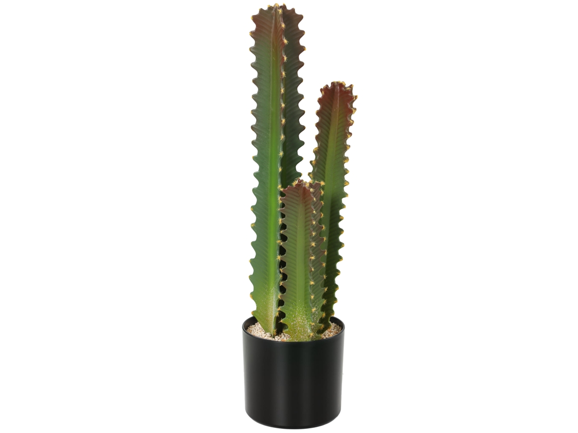Cato Artificial 66 Cm (3 Folhas, Decorativa, com Vaso, Verde)