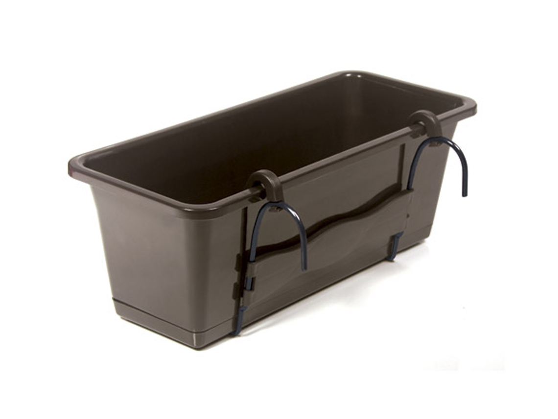 Jardinera Balcon Rectangular Con Gancho Y Plato Camelia Chocolate VAM