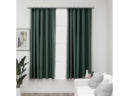 Vidaxl Cortinas Opacas Aspeto Linho C/ Ganchos 2 Pcs 140x175 Cm Verde