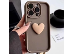 Capa Para Iphone 17 Air Marrom Coração 3d, Proteção Total E Resistente A Impactos