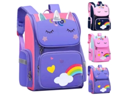 Mochila Escolar Infantil Desenho Animado Unicórnio 3d Mochila Impermeável Roxa Grande Roxa Slowmoose