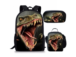 Mochila Escolar, Infantil, Estampa De Dinossauro Com Lancheira
