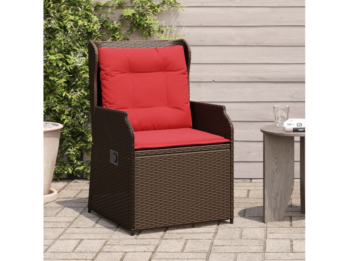 Vidaxl Conjunto De 2 Cadeiras De Jardim Reclináveis Com Almofadas, Em Rattan Sintético Marrom
