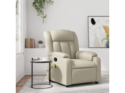 Vidaxl Poltrona De Massagem Reclinável Em Couro Sintético Creme