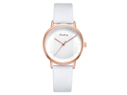 Relógio de Pulso Feminino de Moda Leisure Simples com Liga e Pulseira Pu Branco