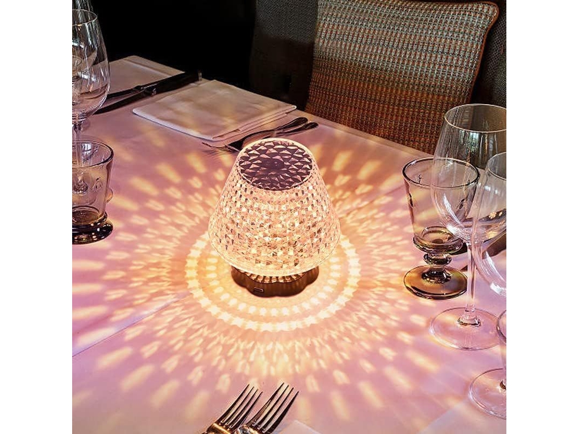 Lâmpada de Mesa Diamante de Cristal, Luz Noturna Rgb com 16 Cores e Controle Tático/remoto
