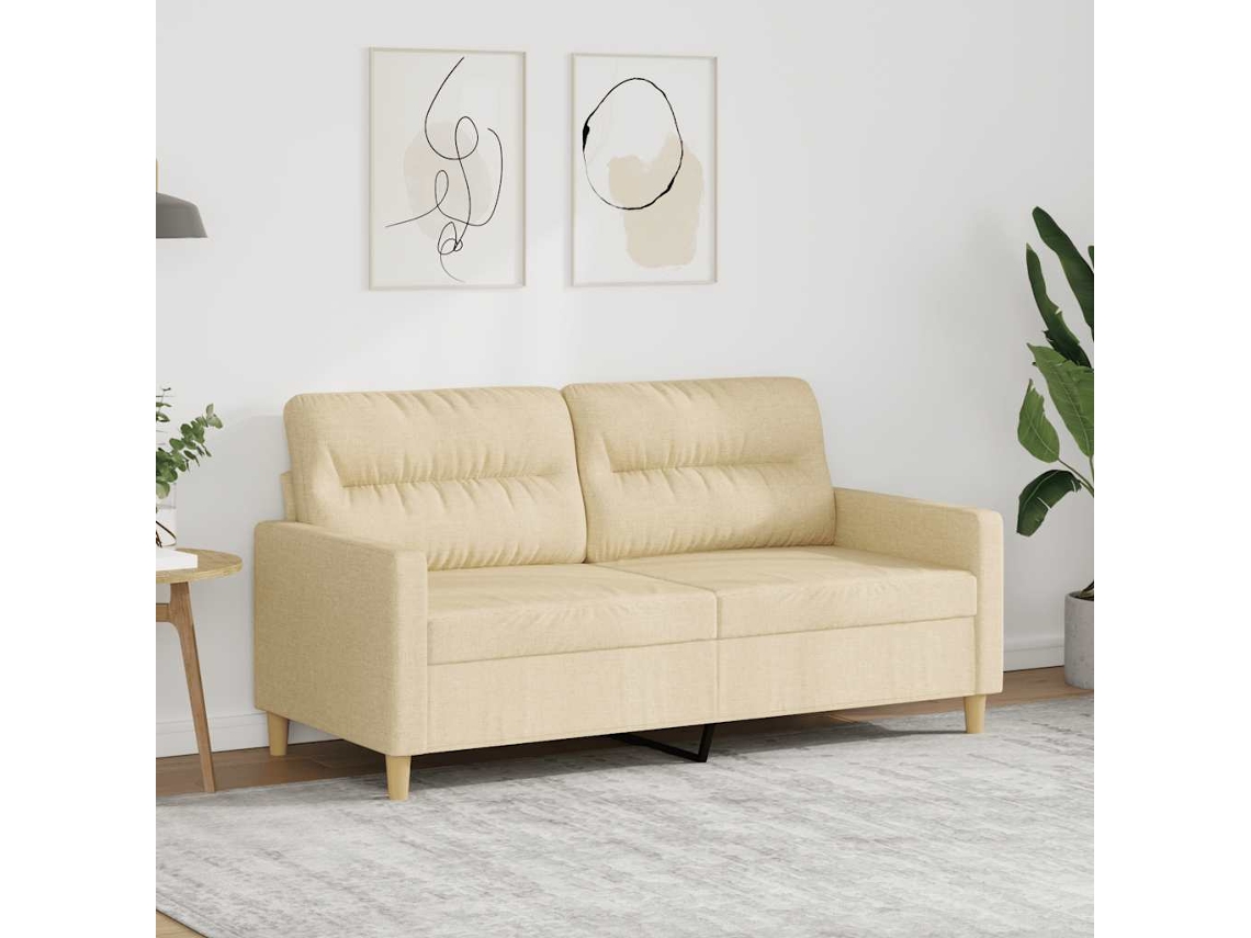 Vidaxl Sofá De 2 Lugares Tecido 140 Cm Cor Creme