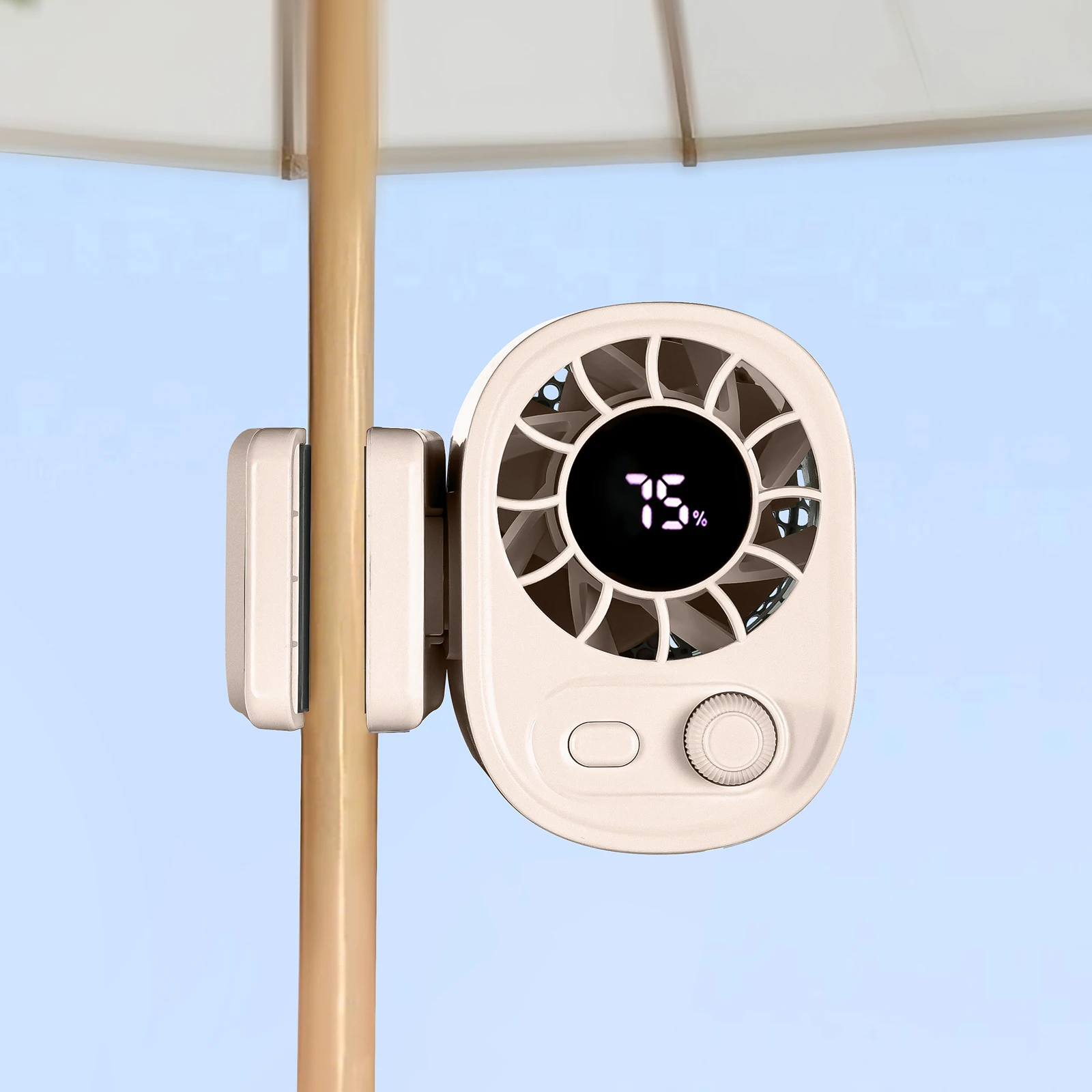 Ventilador de Encaixe, Três Velocidades, Bateria de 4000mah, Rotação de 720°. MDUG (damasco)