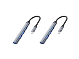 Kit com 2 Hubs USB c 4 Portas USB 3.0 IKIKSO (prateado)
