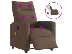 Vidaxl Poltrona De Massagens Reclinável Elétrica Tecido Castanho
