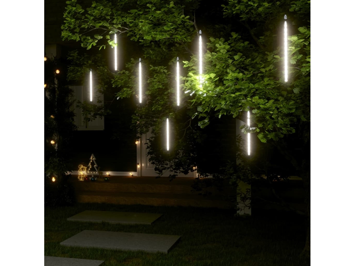 Vidaxl Luzes Meteoro 8 Pcs 30 Cm 192 Luzes Led Int./ext. Branco Frio