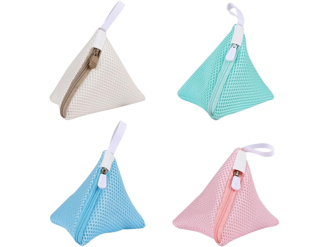 Conjunto De 4 Mini Sacos De Roupa Suja Em Malha, Em Poliéster Com Malha Resistente À Deformação E Com Fecho De Correr